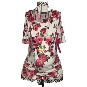 Due Time Maternity Floral Top Large